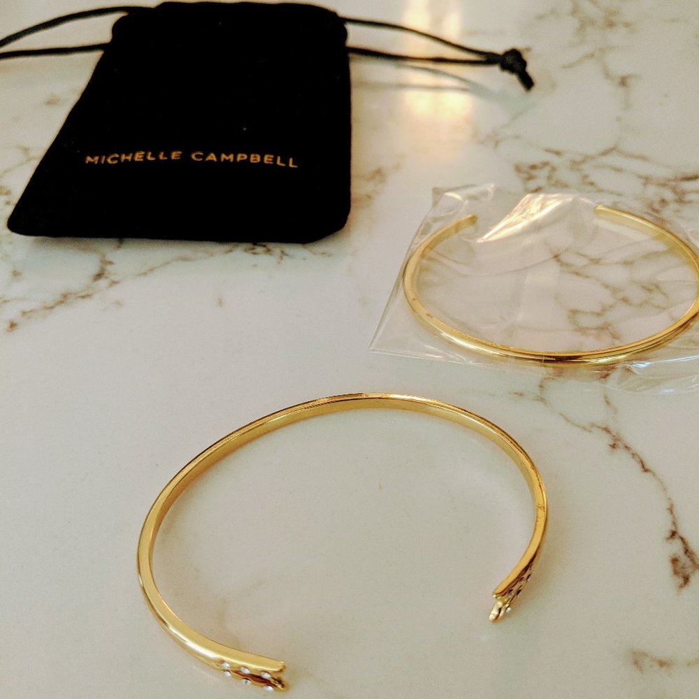 Michelle Campbell Bangle Set Gold S/2 New